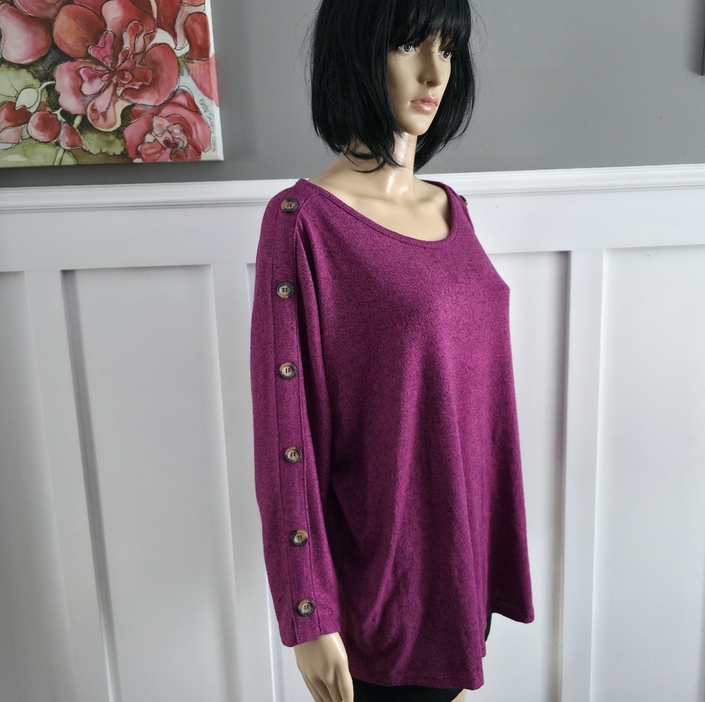 Lily Morgan – Button-Detail Knit Top – Effortless Boho Chic-size XL - Picture 5 of 12
